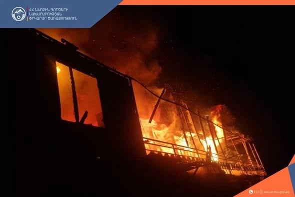 A fire broke out in a house in Meghri. The roof and second floor of the two-story house burned down.
