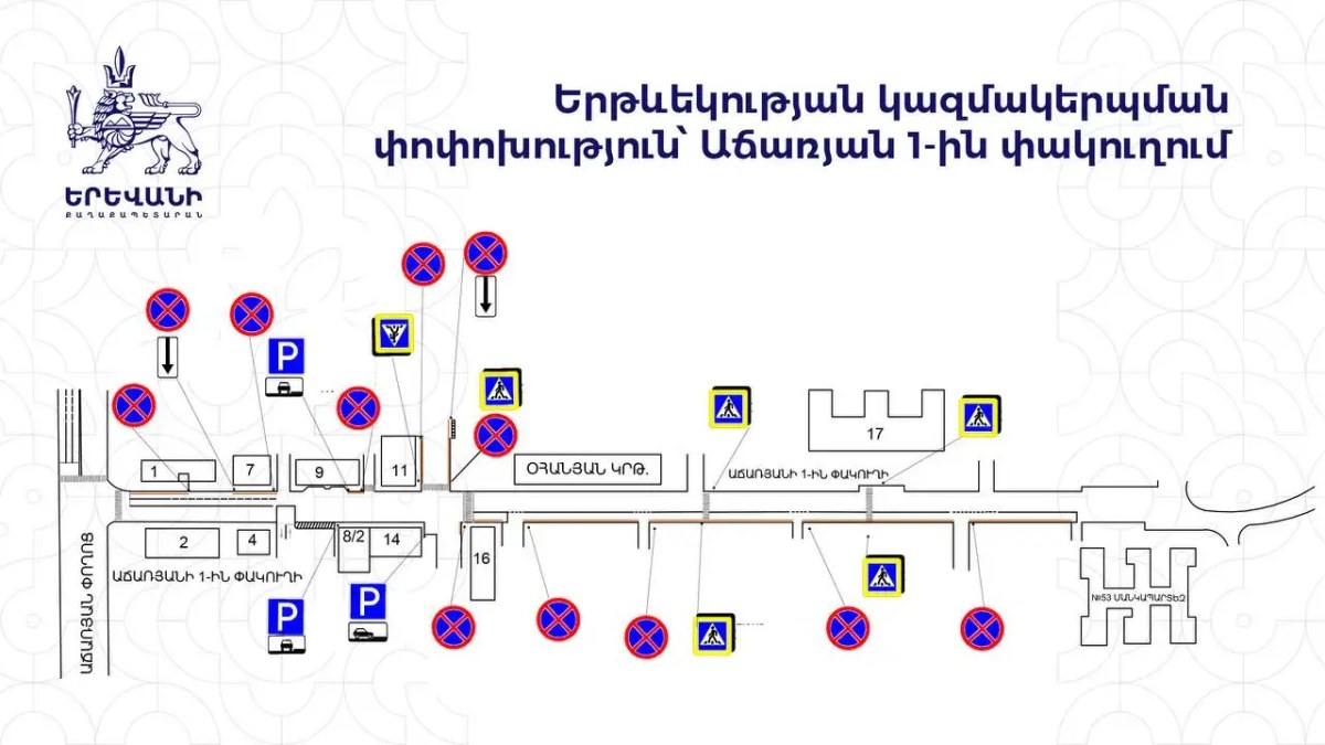 Աճառյան 1-ին փակուղում երթևեկության փոփոխություն կլինի