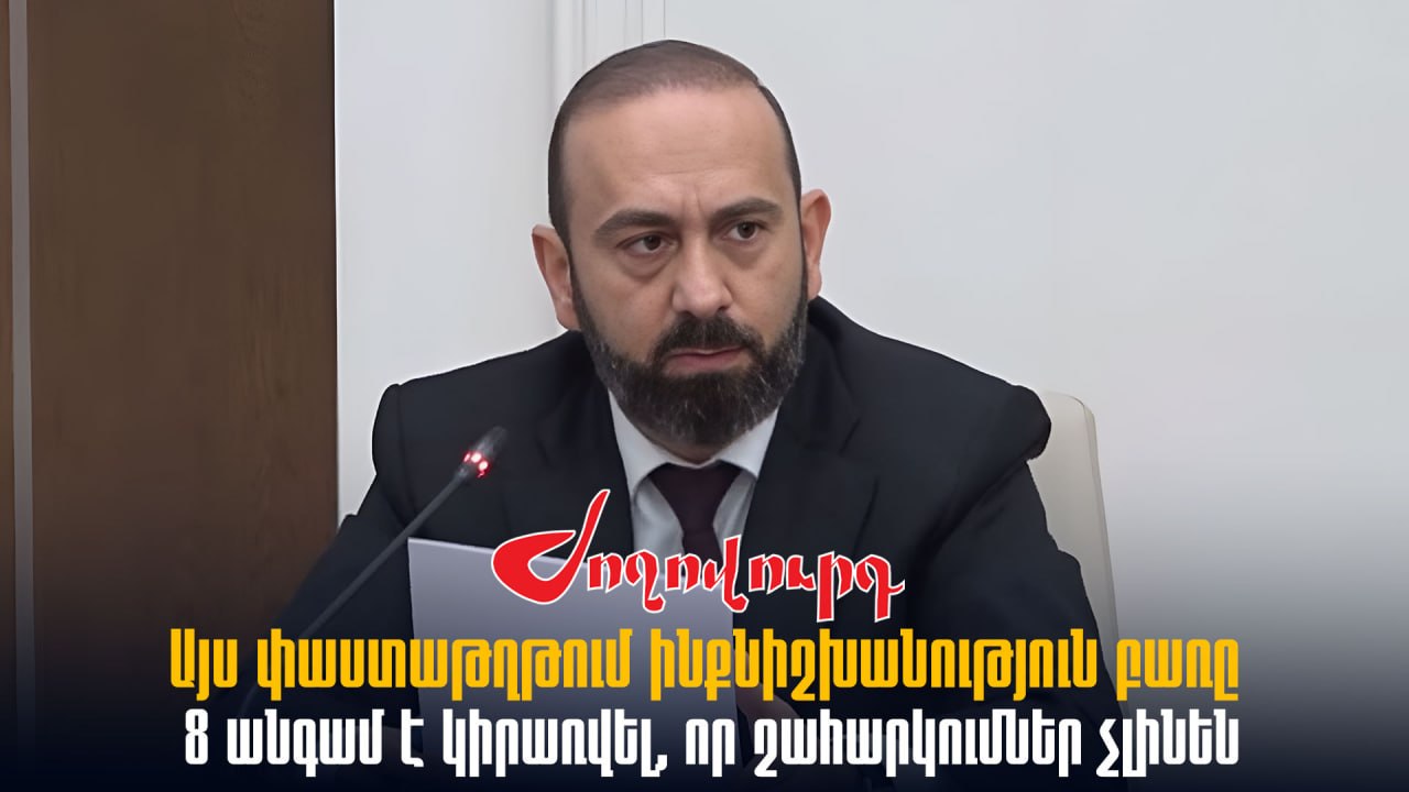ՏԵՍԱՆՅՈՒԹ․ Այս փաստաթղթում ինքնիշխանություն բառը 8 անգամ է կիրառվել, որ շահարկումներ չլինեն. Միրզոյան