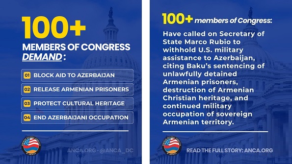 101 Congressmen Call on Rubio to End US Military Aid to Azerbaijan: ANCA