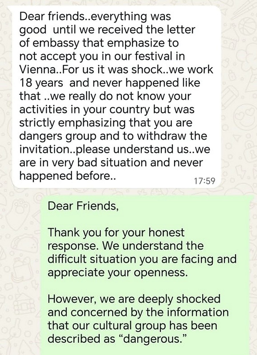 Participation of Artsakh Cultural Ensembles in the Vienna International Festival Cancelled; Organiser Reports Intervention by Several Embassies
