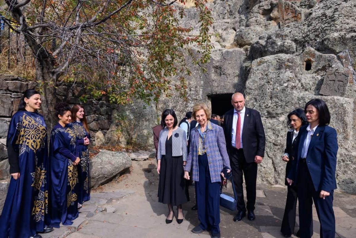 Spain’s Queen Sofia visits Geghard Monastery in Armenia