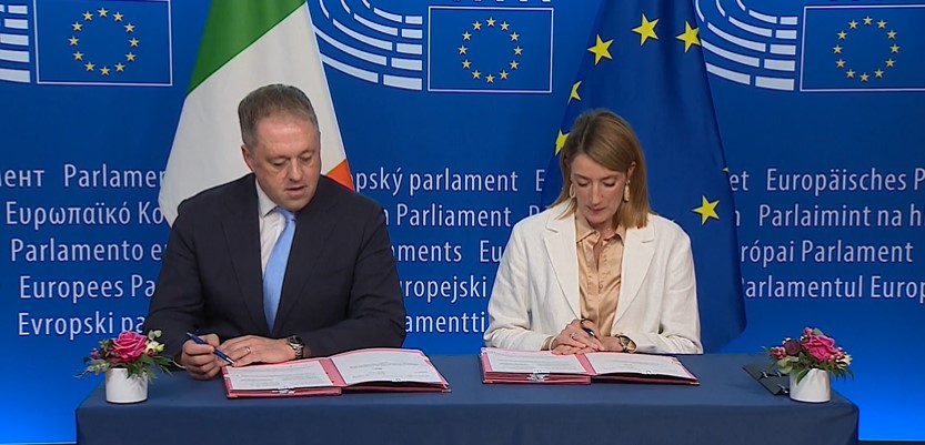 EP President, Irish Minister of State sign measure on Temporary trade-liberalisation for Armenian products