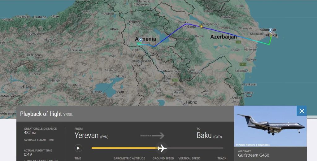 A plane departed from Yerevan for Baku.