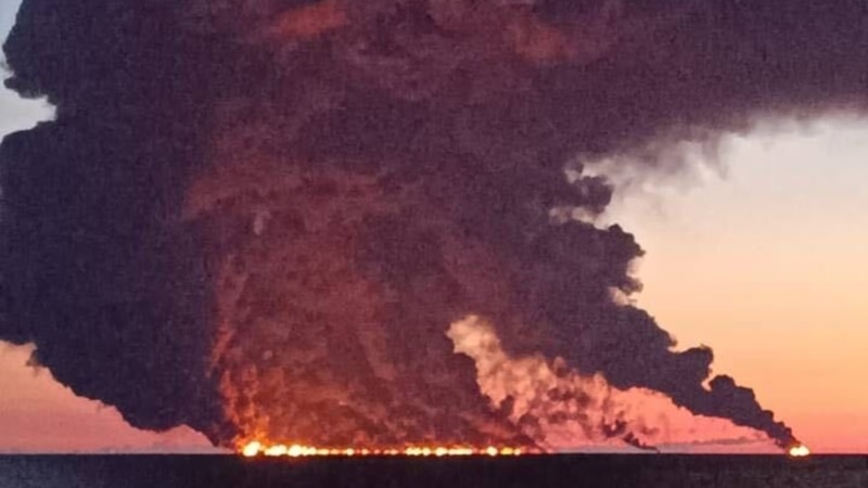 Eyewitnesses report burning ship in the Black Sea near Sochi