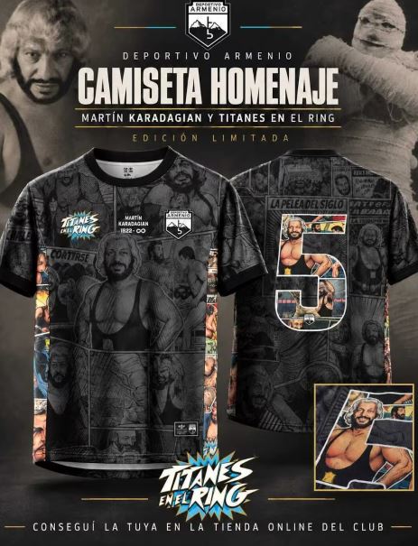 VIDEOS: DEPORTIVO ARMENIO PRESENTÓ CAMISETA HOMENAJE A MARTÍN KARADAGIAN Y «TITANES EN EL RING» – CON PAULINA KARADAGIAN, MARCELO PAPAZIAN Y «LA MOMIA».