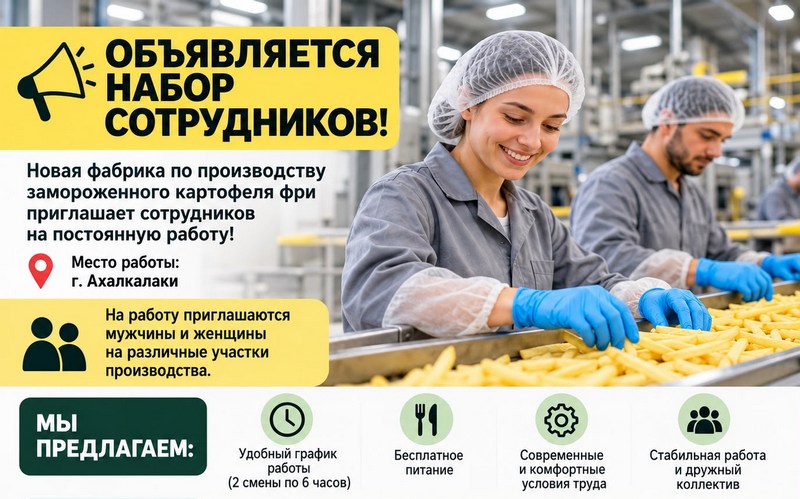 На фабрике по производству картофеля фри требуются сотрудники (R)