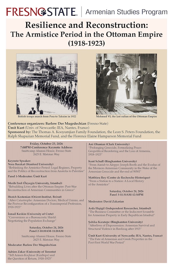 Conference on ‘Resilience and Reconstruction’ in Ottoman Armistice Period to be Held by Fresno State