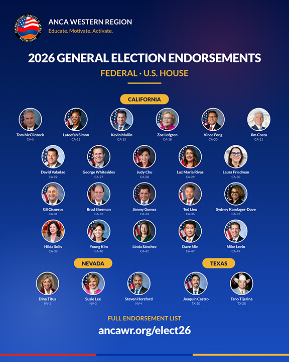 ANCA-WR Announces 2026 General Election Endorsements