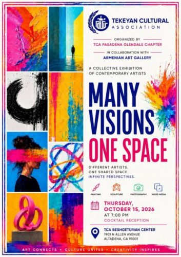 Many Visions, One Space: Tekeyan Cultural Association Pasadena–Glendale Chapter and Armenian Art Gallery Present a Collective Exhibition of Contemporary Armenian Artists