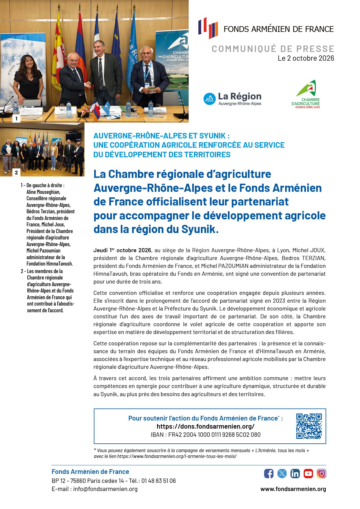 Pour le développement agricole dans la région du Syunik