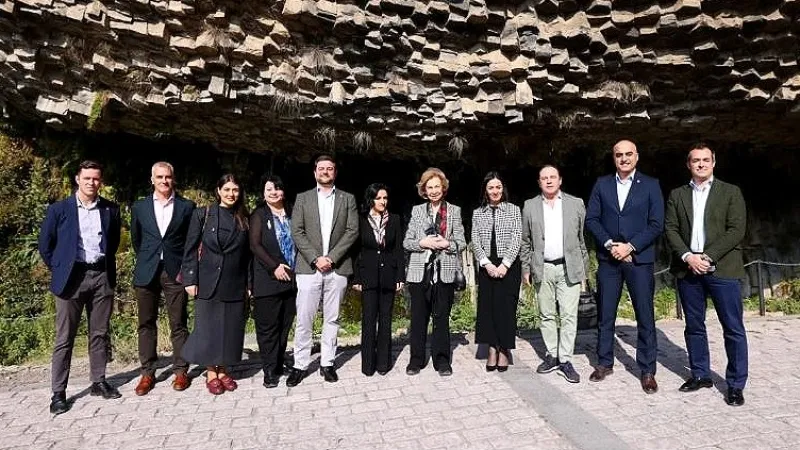 The Queen of Spain has visited the pagan temple of Garni and the natural monument of the "Symphony of Stones."