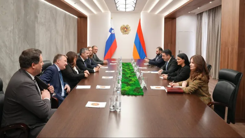 Alen Simonian and Tone Kajzer discussed the development of economic cooperation between Armenia and Slovenia.