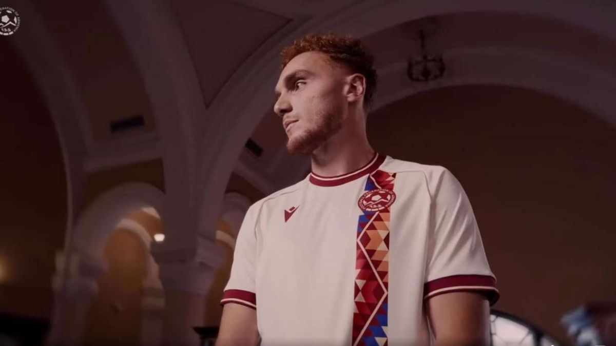The national football team will wear new kits with national motifs.