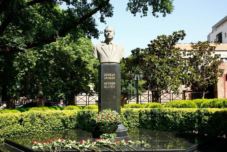 An Armenian citizen was arrested in Tbilisi for allegedly damaging a bust of Heydar Aliyev