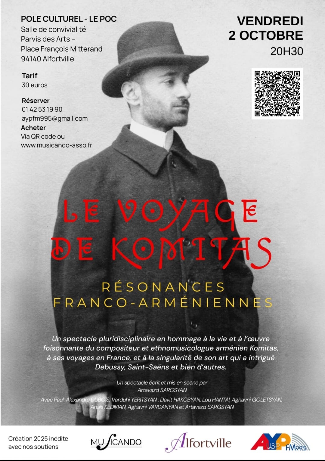 Komitas's Journey: a dialogue between Armenia and France, presented on October 2nd in Alfortville