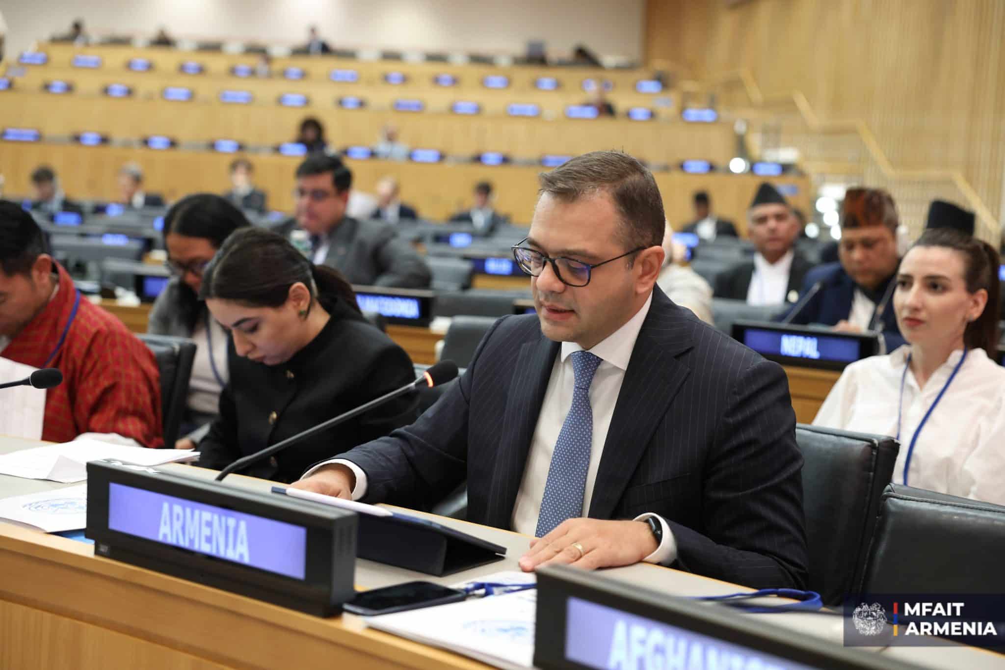 Intervention du vice-ministre arménien des Affaires étrangères Robert Abisoghomonyan à l’ONU : le projet TRIPP est une voie commerciale essentielle