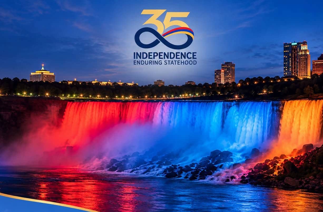 Les chutes Niagara seront illuminées aux couleurs du drapeau arménien le 21 septembre à 22h00 à l’occasion du 35e anniversaire de l’Indépendance de la République d’Arménie