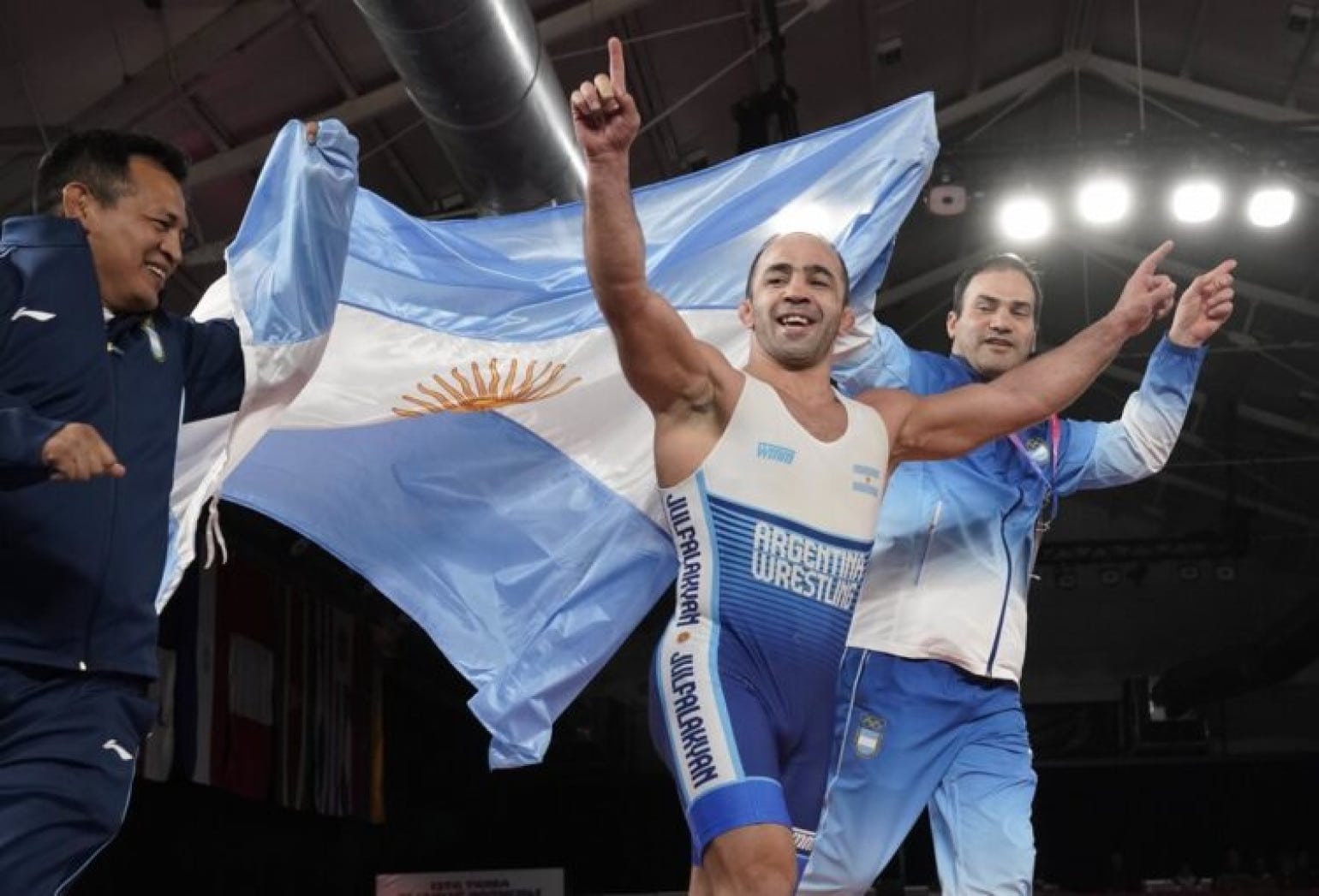 Arsen Julfalakyan, the Olympic silver medalist in Greco-Roman wrestling representing Armenia, wins a gold medal representing Argentina.