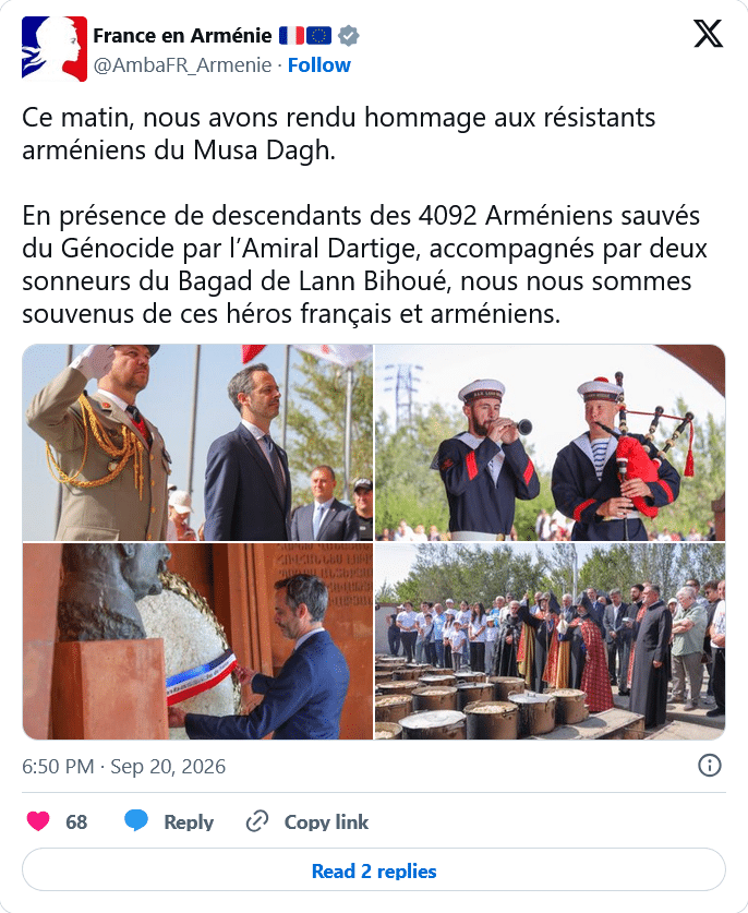 France en Arménie : nous avons rendu hommage aux résistants arméniens du Musa Dagh