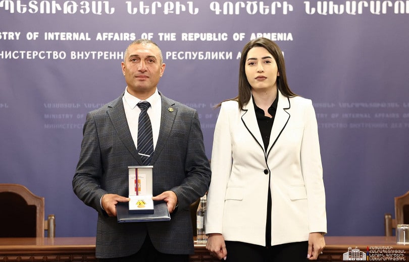 Armenian Interior Minister Arpiné Sargsyan presents honorary awards and individual commendations, also recognizing collective work