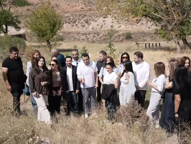 Strong Armenia members plant trees in Tigranashen