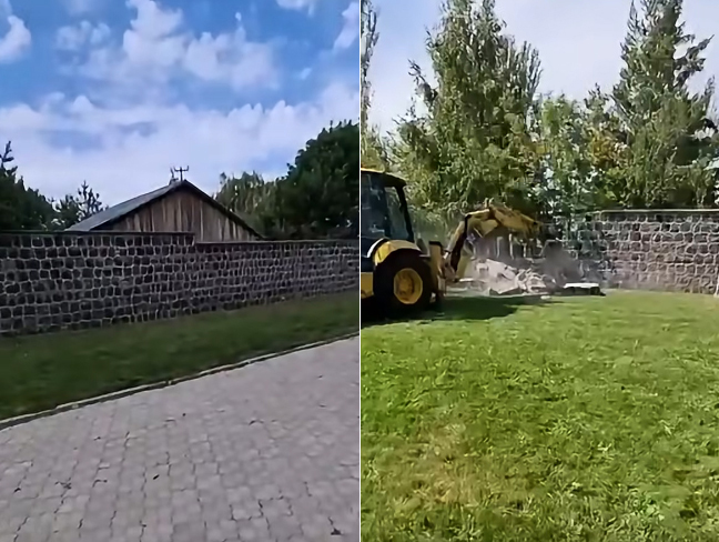 Wall of Tsarukyan’s unauthorized Sevan house demolished