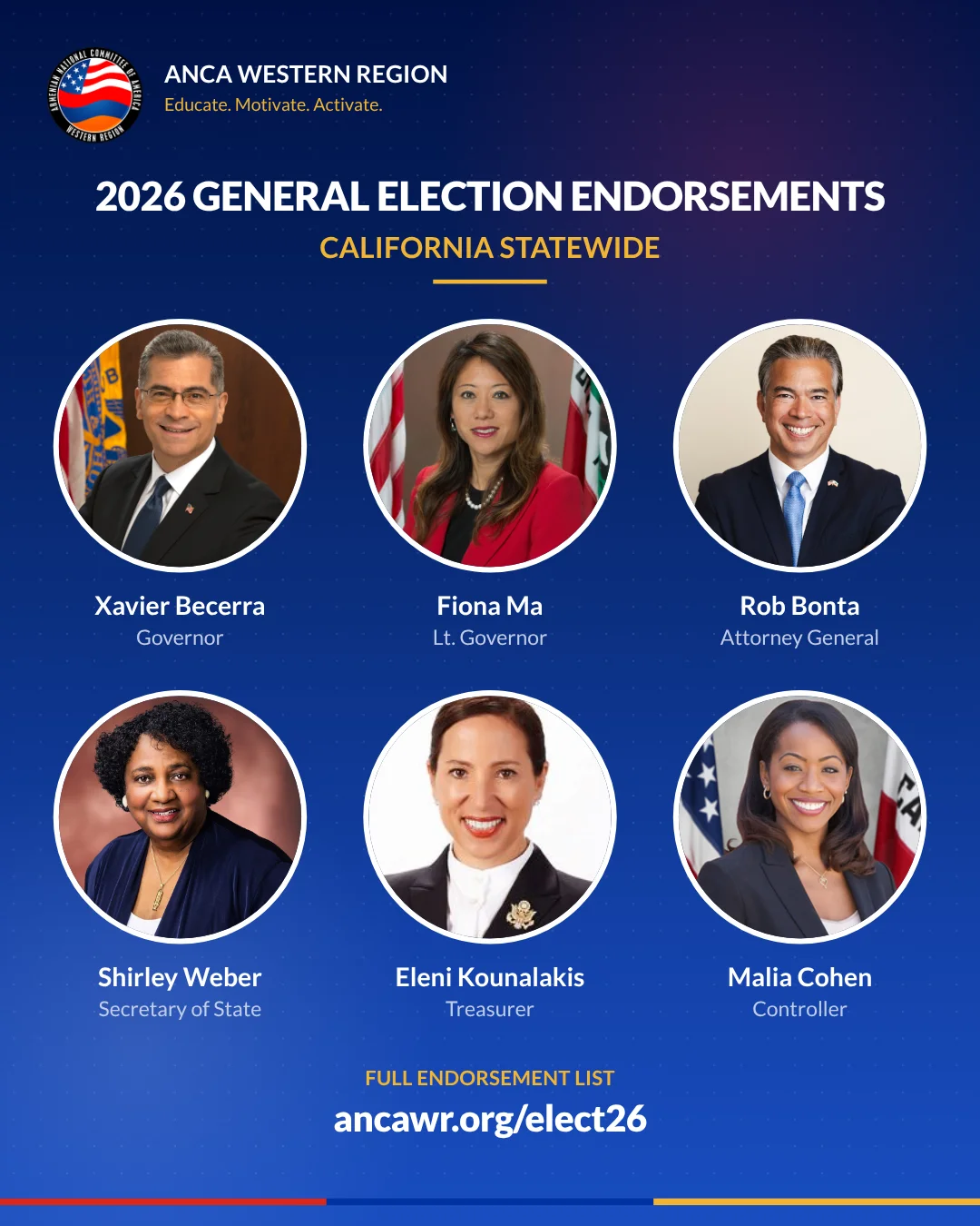 ANCA-WR Announces 2026 General Election Endorsements
